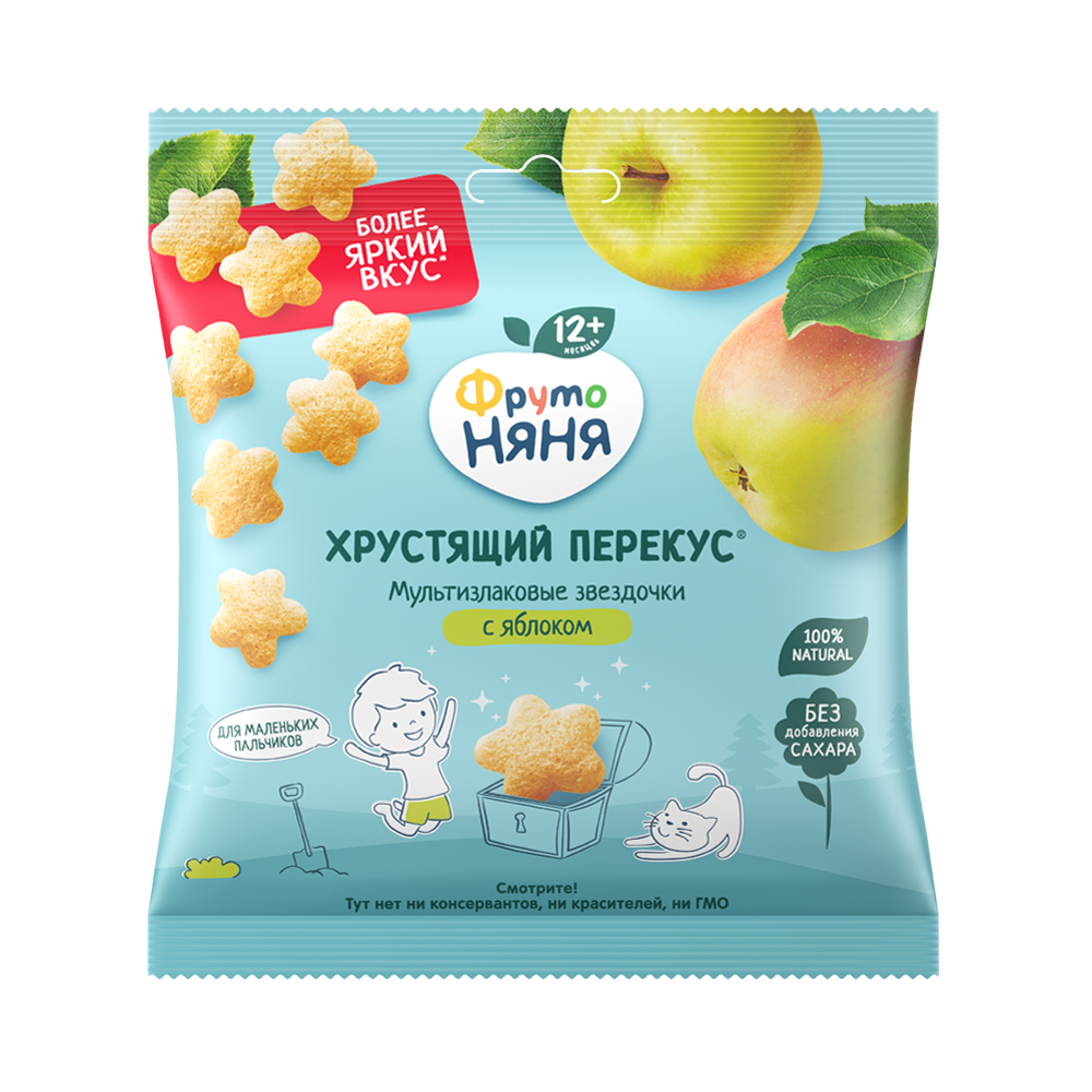 Хрустящий перекус Мультизлаковые звездочки с яблоком