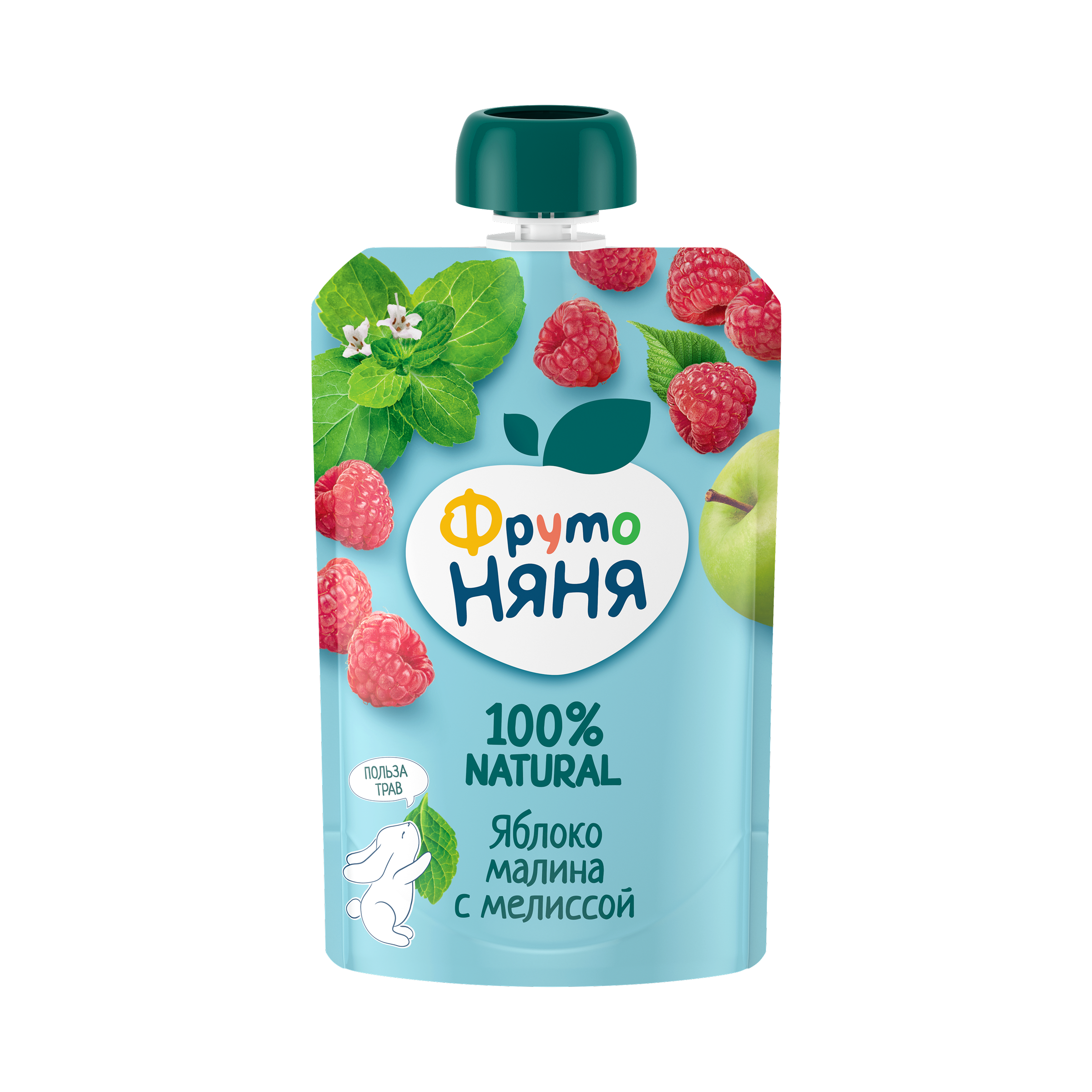 Пюре из яблок, малины и мелиссы