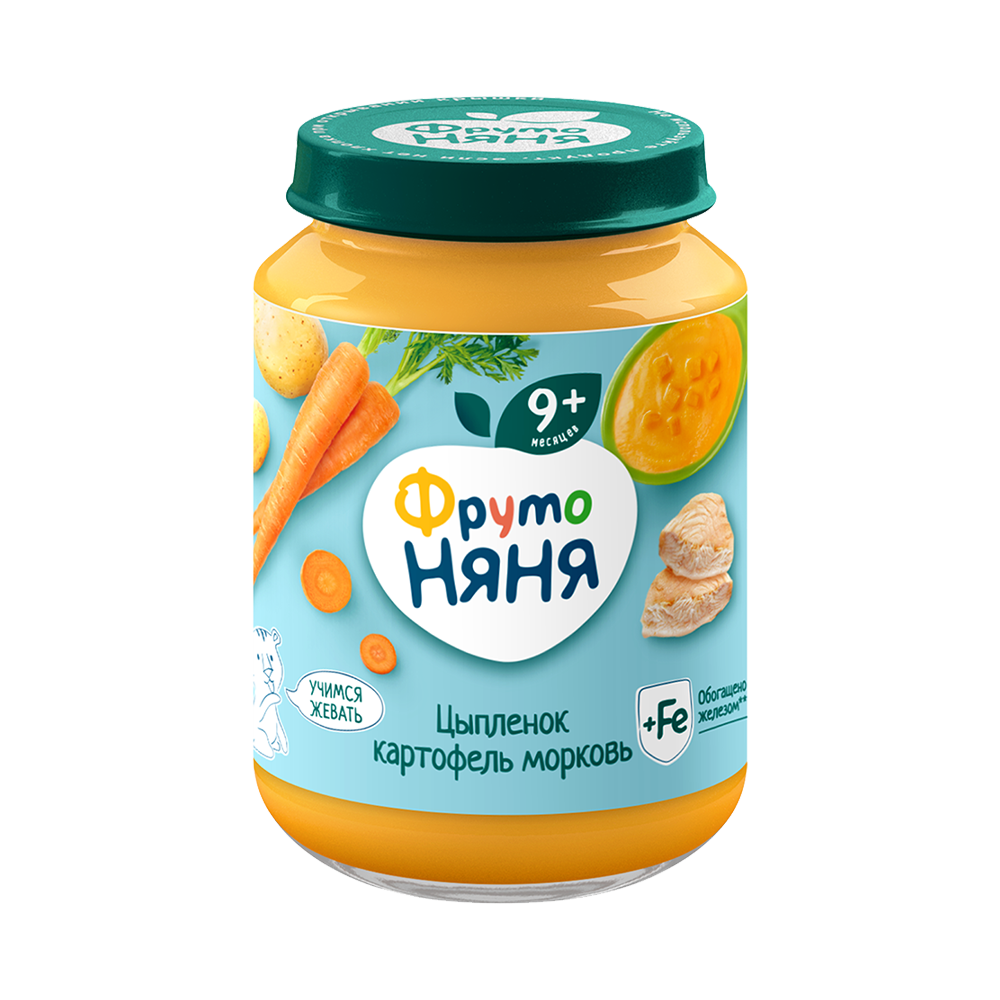 Пюре с кусочками «Цыпленок, картофель, морковь»