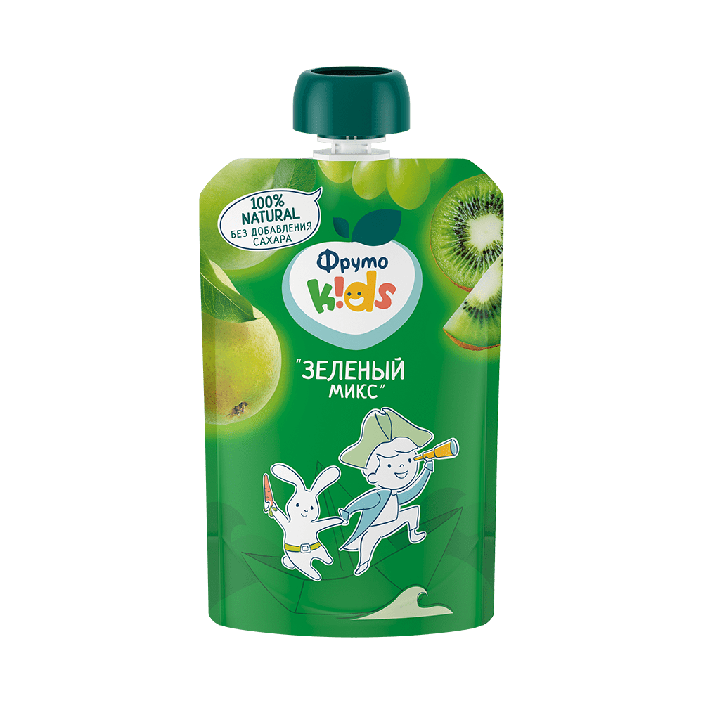 Пюре из яблок, груш, винограда и киви «зеленый микс»