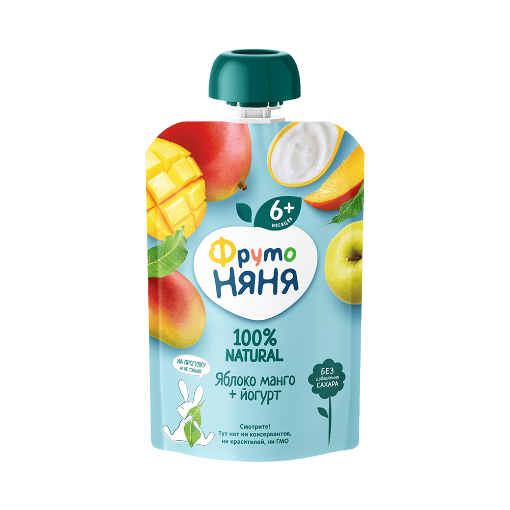 Пюре из яблок и манго с йогуртом