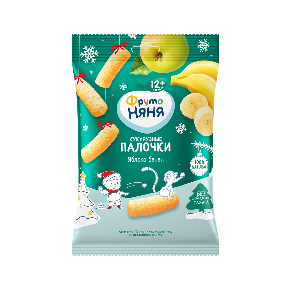 Кукурузные палочки с яблоком и бананом