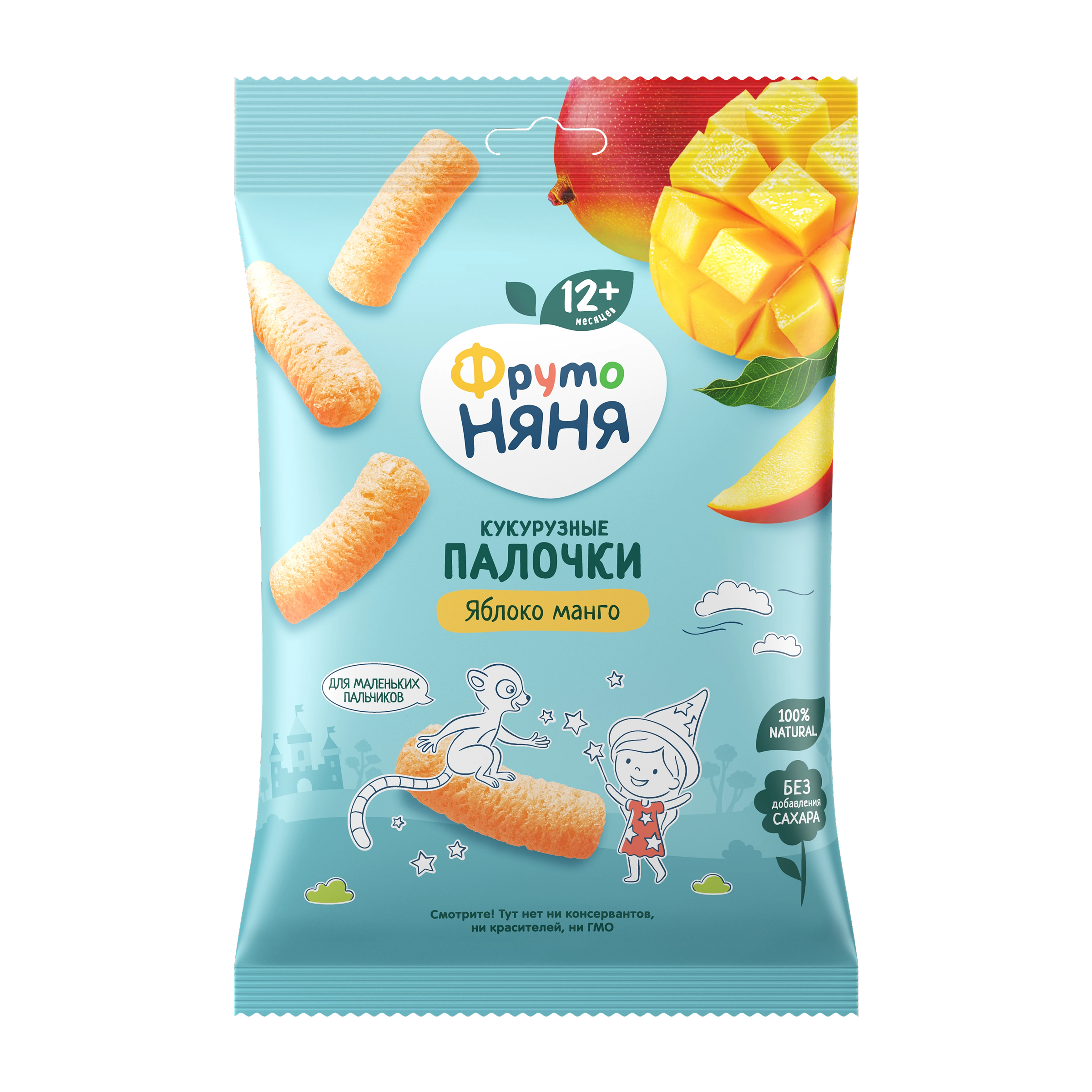 Кукурузные палочки с яблоком и манго