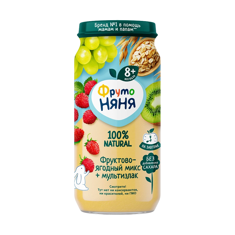 Пюре «Фруктово-ягодный микс + мультизлак», 250 г