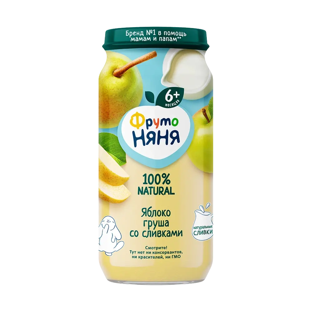 Пюре из яблок и груш со сливками, 250 г