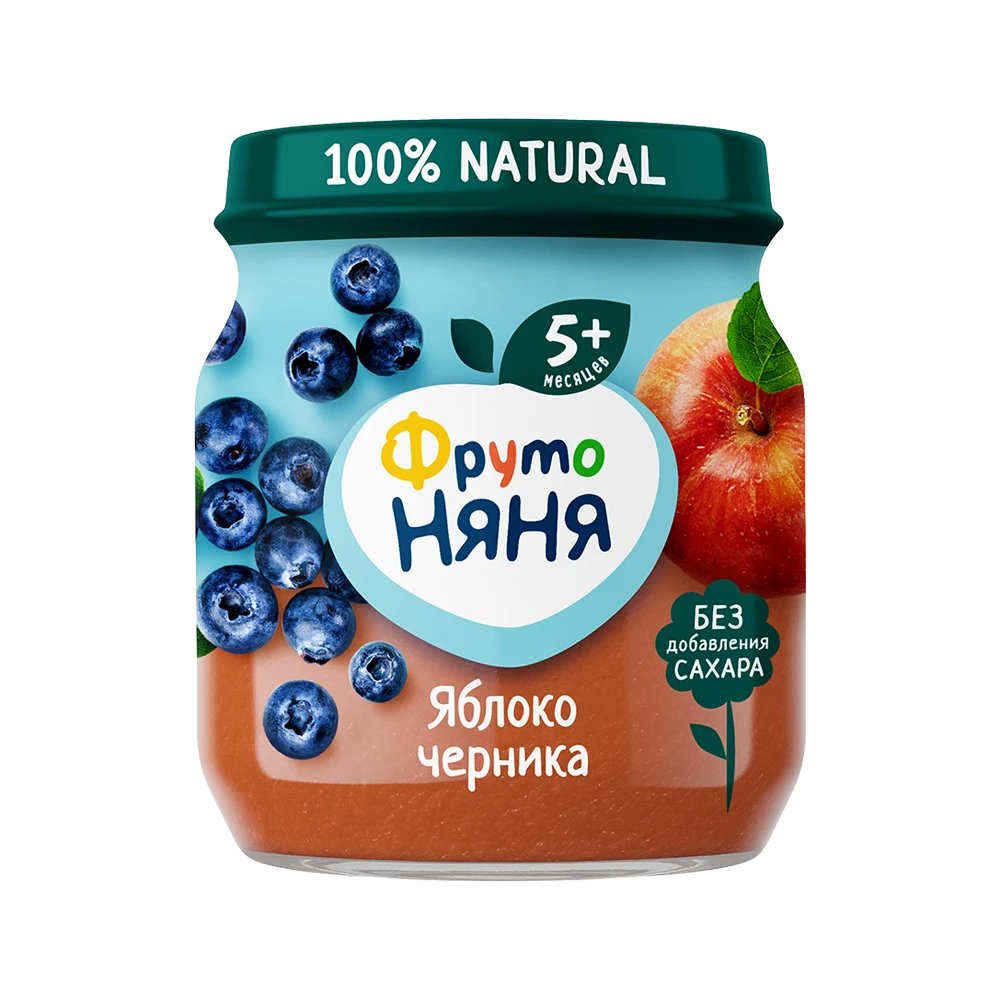Пюре из яблок и черники, 100 г