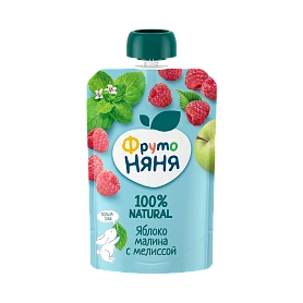 Пюре из яблок, малины и мелиссы